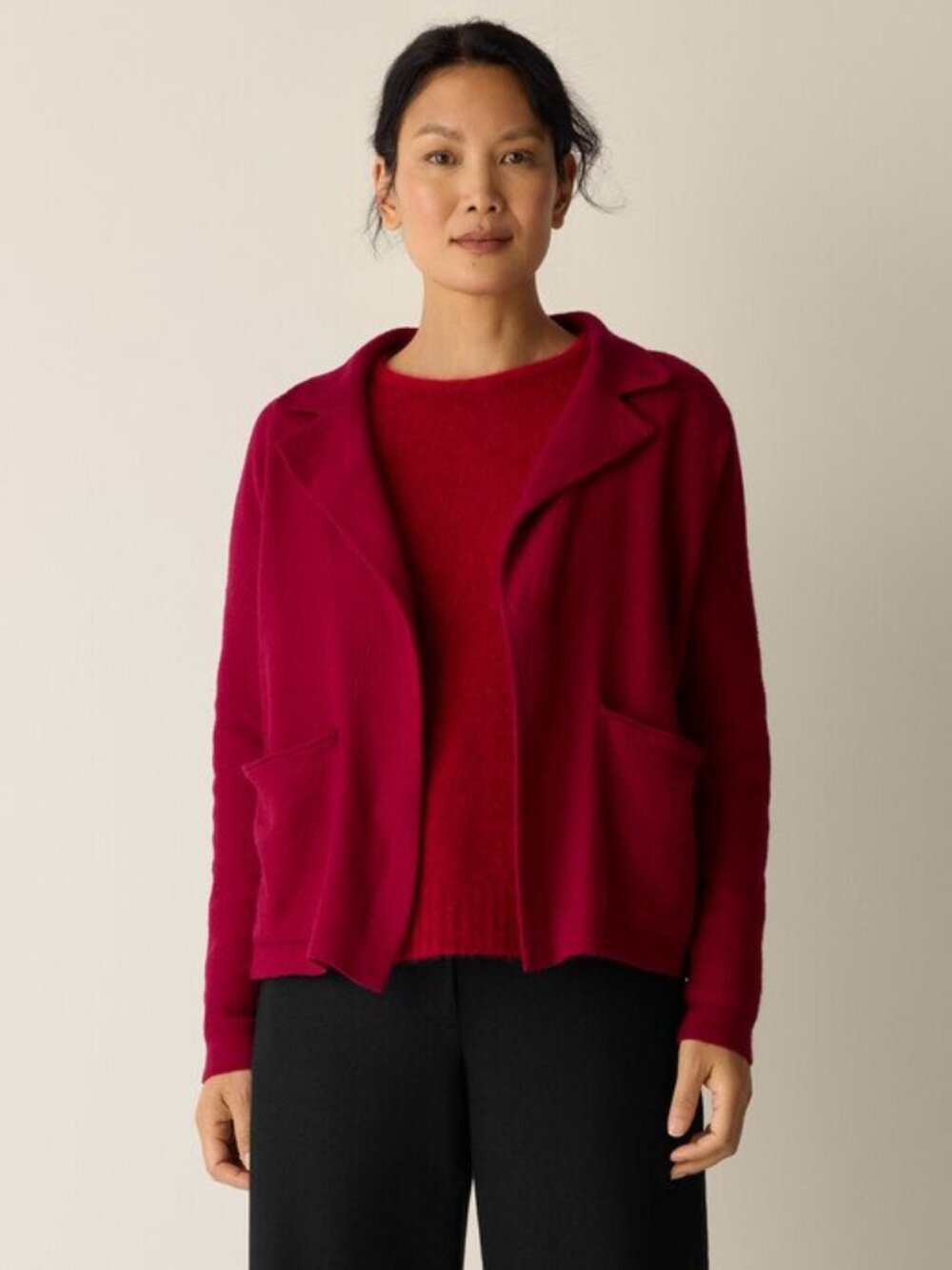 NWT Eileen Fisher Fine Felted Wool Cardigan XS Ruby Merino